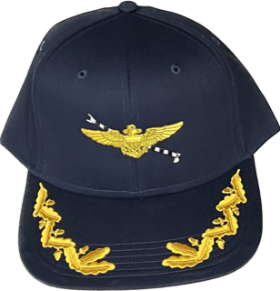 Hat Scrambled Egg CDR/CAPT Pilot Wings & Hook Navy Blue Mid Profile